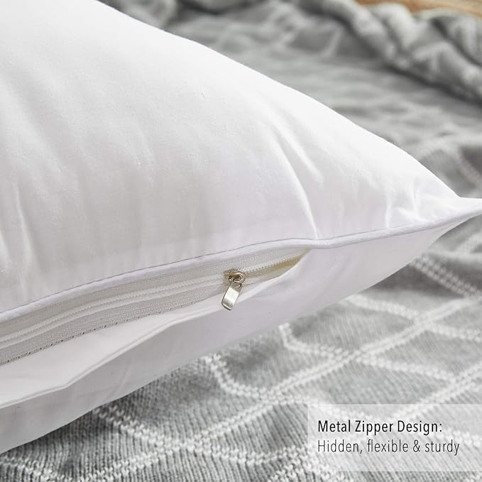 Oubonun 22 x 22 Throw Pillow Inserts (Set of 2) with 100% Cotton Cover - 22 Inch Square Interior Sofa Decorative Pillow Insert Pair - White Couch Pillow