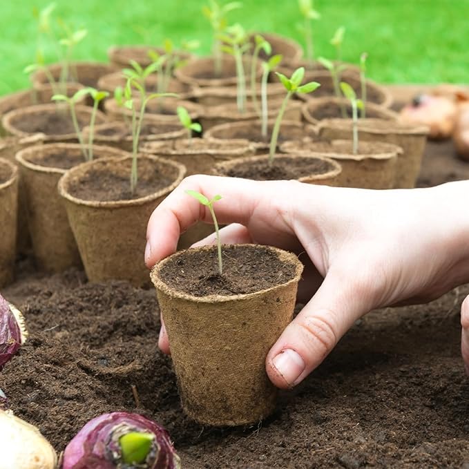 30 Packs Peat Pots, 3.1 Inch Seed Starting Pots Without Drainage Holes, Biodegradable Round Nursery Pot, Starting Seeds of Vegetables, Herbs, and Flowers