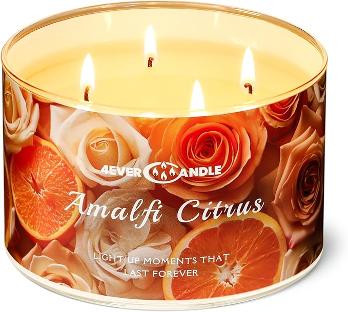 Amalfi Citrus Scented Candles, 18oz Soy Candles Non Toxic 4-Wick Large Candle Jars, Over 50 Hours of Burning Time, Ideal for Gifting, Events, Home Decor