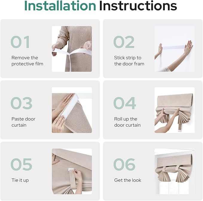 HOMEIDEAS 100% Natural Linen Blackout French Door Curtains, Privacy Door Window Curtains, 26 X 72 Inch Room Darkening Blinds, Thermal Insulated Shades for Bedroom, 1 Panel