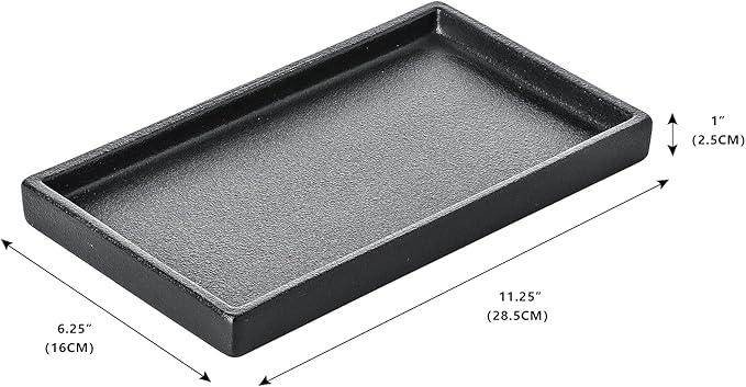 Ceramic Makeup Tray Redelaenor, Black Bathroom Accessories Holder for Kitchen Sink Organizer and Home Decorative Tray Rectangle Small Bathroom Sink Trays for Counter