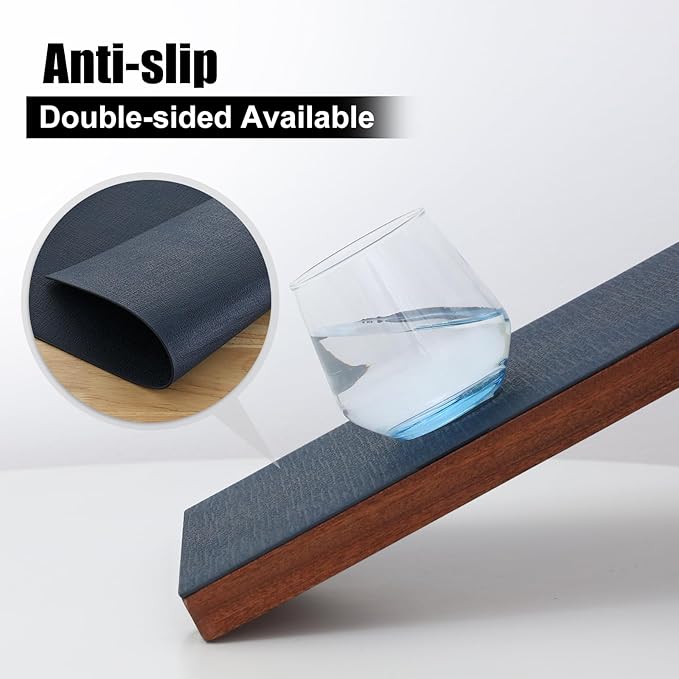 Homaxy Faux Leather Heat Resistant Placemats for Dining Table Set of 4, Waterproof Wipeable Washable PU Table Mats, Easy to Clean Anti-Slip Place Mats, 11.8" x 17", Navy Blue