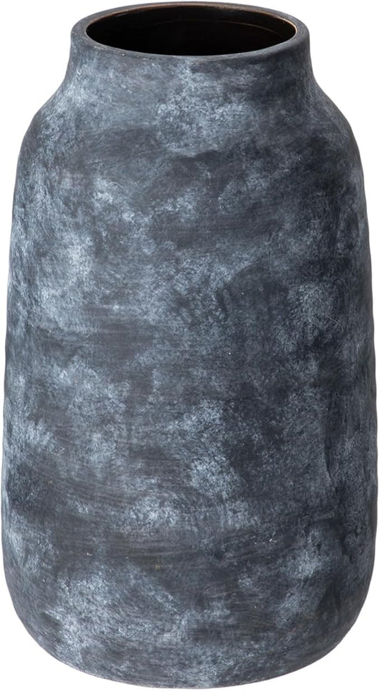 Briful Tall Rustic Ceramic Vase 9.6” – Vintage Distressed Pottery Flower Vase with Antique White-Wash Finish – Farmhouse Table Decor & Shelf Accent (Not Waterproof)