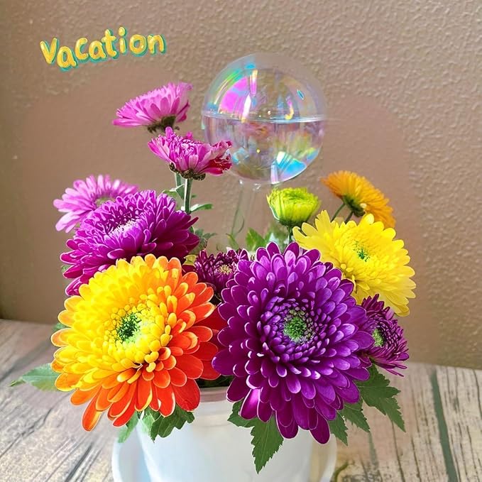 13 oz Up 2 Weeks Extra Large Watering Globes, Light Iridescent Plant Watering Globes, Water Globes for Indoor Plants, Watering Globe, 2 Pack