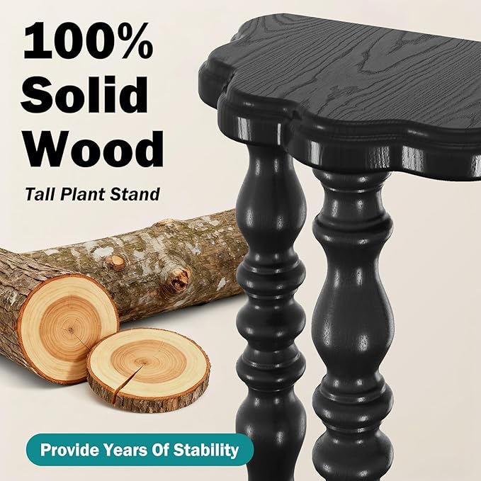 Wooden Plant Stand Indoor - 4 Tier 43.3" H Tall Classic Antique Vintage Heavy Duty Solid Wood Black Plant Flower Display Stand Shelf for House Corner, Living Room, Bedroom, Entryway, Hallway