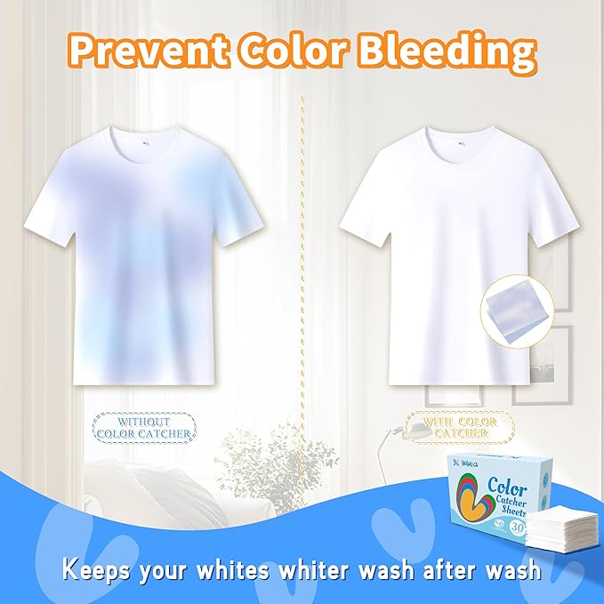 Color Catchers for Laundry 30 Pcs + Laundry Detergent Sheets Fresh Linen 16 Pcs + Laundry Detergent Sheets Lavender 16 Pcs + Santal 16 Pcs