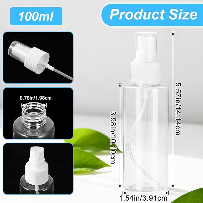 4Pcs Small Spray Bottle, Travel Spray Bottle, Clear Empty Mini Travel Plastic Bottles Fine Mist, Refillable Containers Perfume Travels Bottles for Perfumes and Cosmetics