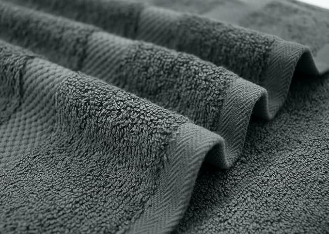DAN RIVER Bath Towels Set of 4, 27 x 54 Inches, 100% Cotton, Larger & Lighter Weight, Quicker to Dry, Super Soft and Absorbent, Ideal Gray Bath Towels for Daily Use