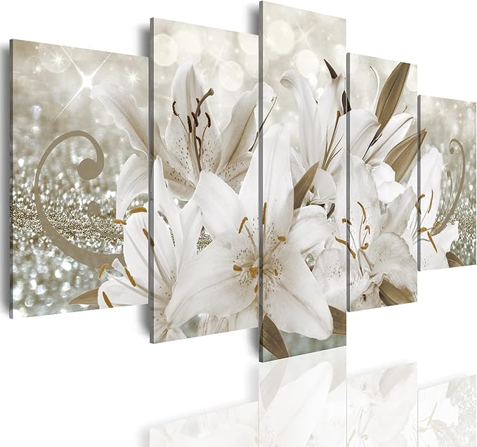 LUDUHU White Orchid Flowers Canvas Print - Abstract Floral Wall Art, Flower Poster, Painting Decor for Home Decoration Artwork Picture Bedroom (B,Oversize 60x30inch)