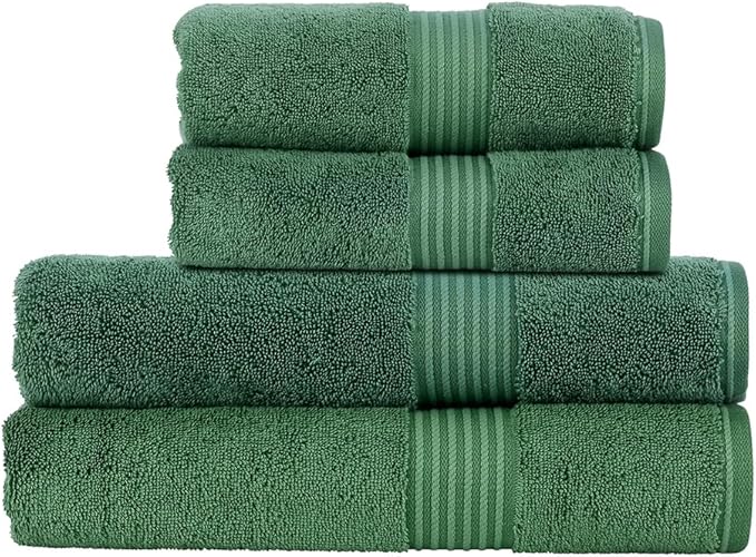 Christy Supreme Hygro 4 Piece Towel Set | Spruce | 100% Luxury Supima Cotton | Ultra Soft | Super Absorbent | 650GSM | 2 Bath Towels 2 Hand Towels