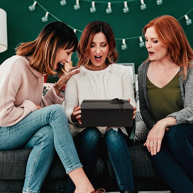 Nsmykhg Luxury Gift Box With Lid & Ribbon, 5 Pack 11.4x8.7x4.1 - Elegant Wedding & Birthday Packaging, Perfect For Shoes, Clothing & Bridal Gifts (Black)