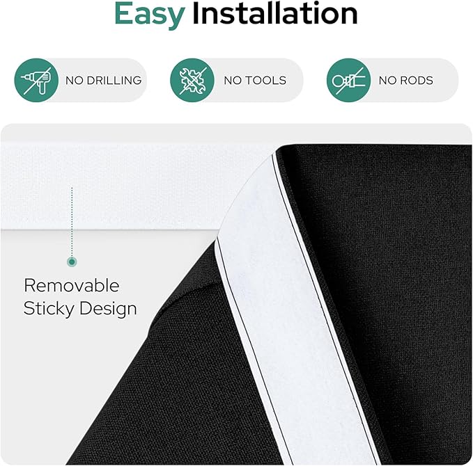 HOMEIDEAS 100% Linen Blackout Sidelight Curtains for Front Door, Side Door Window Curtains, Small Window,Thermal Insulated Covering, 1 Panel, W12 X L40 Inch, Black