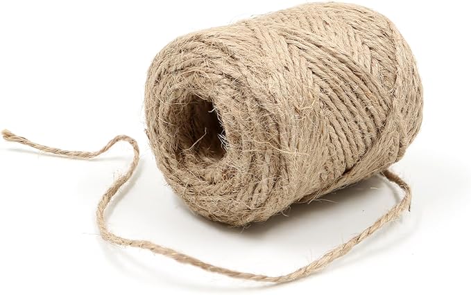 2mm - 164FT Natural Jute Twine Rope String - for Crafts Gardening Plant Accessories Gift Wrapping, Arts Packing Material Christmas Twine Bulk Wedding Decor