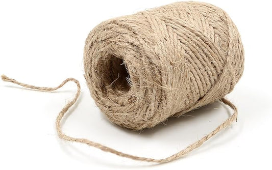 2mm - 164FT Natural Jute Twine Rope String - for Crafts Gardening Plant Accessories Gift Wrapping, Arts Packing Material Christmas Twine Bulk Wedding Decor