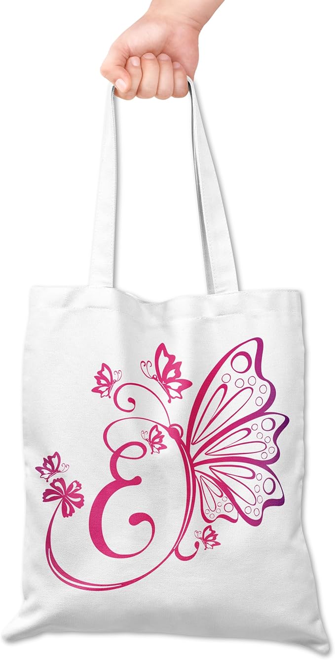 Grace Yonks Butterfly Monogram Canvas Tote Bags with The Letter