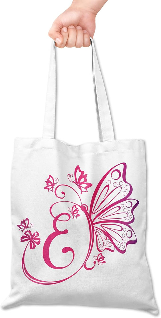 Grace Yonks Butterfly Monogram Canvas Tote Bags with The Letter