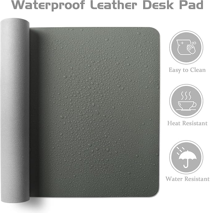 Aothia Leather Desk Pad Protector, Office Desk Mat, Large Mouse Pad, Laptop Desk Pad, Non-Slip PU Leather Desk Blotter, Waterproof Desk Writing Pad for Office and Home (Jungle Green, 47" x 17")