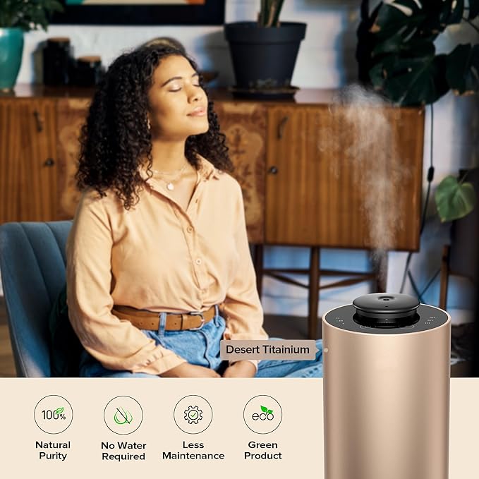 Airversa Waterless Essential Oil Diffuser for Home Aromatherapy Scent Diffusers with 3 Countdown Timer Settings or Timer-Off, 3 Mist Levels for Car Room Studio Office, ANX Premium Metal Red Pink