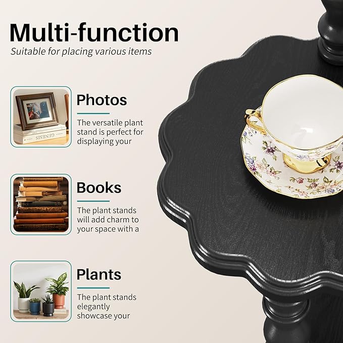 Wooden Plant Stand Indoor - 4 Tier 43.3" H Tall Classic Antique Vintage Heavy Duty Solid Wood Black Plant Flower Display Stand Shelf for House Corner, Living Room, Bedroom, Entryway, Hallway