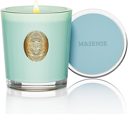 M&SENSE Natural Soy Candle| Basil Wild Mint Green | 10.2 oz, 55H Burn | Luxury Scented Candle for Relaxation, Gifting, Home Décor | for Bedroom, Office, Party