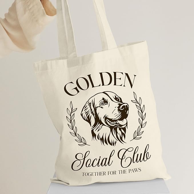 Dog Social Club Canvas Tote Bag, Travel & Daily Use, 16x14 Inch
