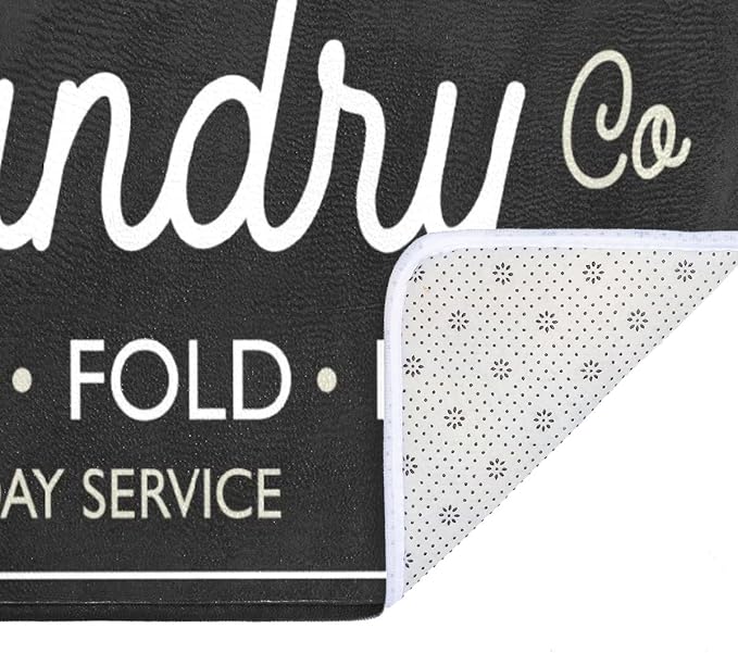 Laundry Room Long Mat Area Rug Non-Slip Floor Mat Waterproof Farmhouse Carpet for Kitchen 40" x 20"(Black-3)