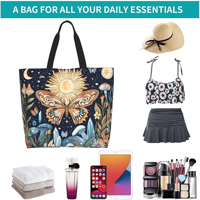 Tote Bag Shoulder Bags for Women Grocery Shopping Bag Reusable Bags Boho-Red Paisley 1