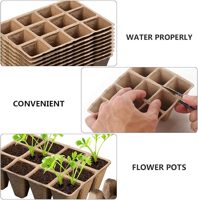 10pcs Biodegradable Paper Plant Nursery Pots Multi-Cell Seedling Trays for Gardening Herb Growing Containers Safe Planting Cups