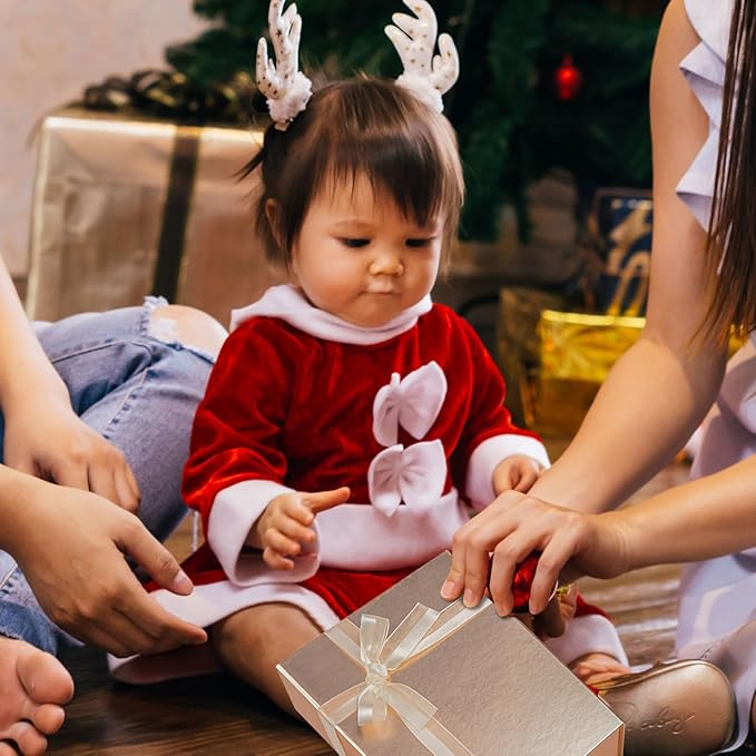 LIFELUM Gift Box for Presents 13.8'' x 8'' x 4.45'' Rose Gold Luxury Gift Box with Magnetic Lid Gift Boxes Contains Card, Ribbon, Shredded Paper Filler Gifts for Women (1Pcs)