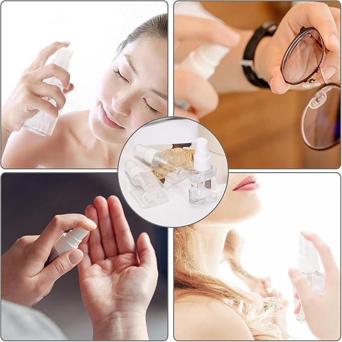 6 Pack 1 oz Mini Spray Bottles Fine Mist Travel Size Spray Bottle for Liquids Refillable Empty Plastic Bottles with Labels