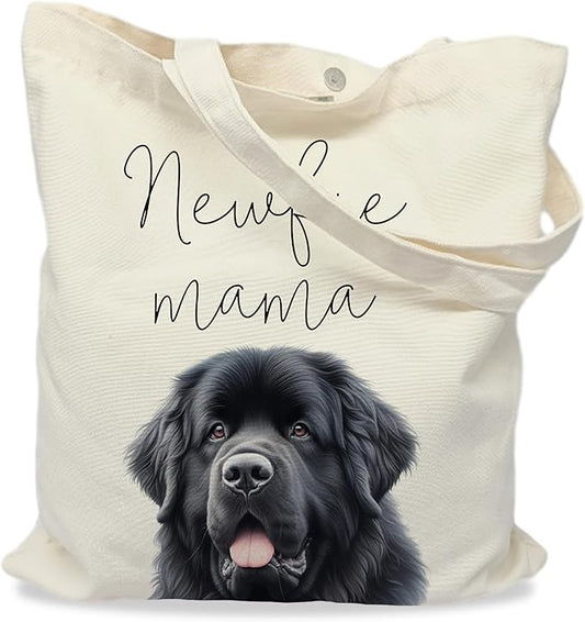 Dog Mama Tote Bag – Cute Dog Lover Canvas Bag, Reusable Shopping Shoulder Bag for Women, Pet Mom Gift,