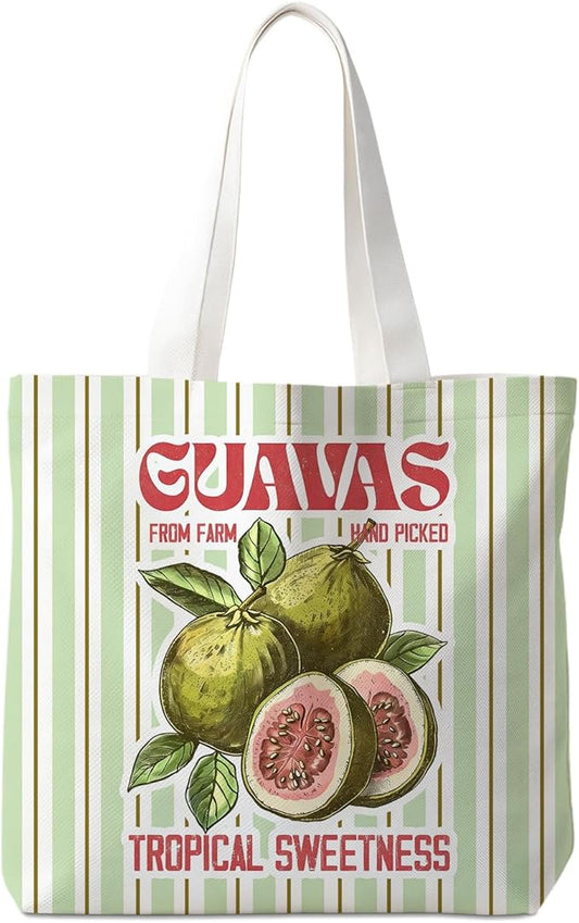 Animals-Flowers-Fruits-Bow Valentines Canvas Heart Tote Bag, Coquette Reusable Shopping Grocery Bags