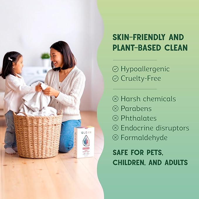 QLEAN Laundry Detergent Sheets – Travel-Friendly, HE & Standard Washer Safe, Liquidless Laundry Soaps, Quick-Dissolving Formula, Skin-Friendly (120 Loads, Ruby Sunset Bliss)