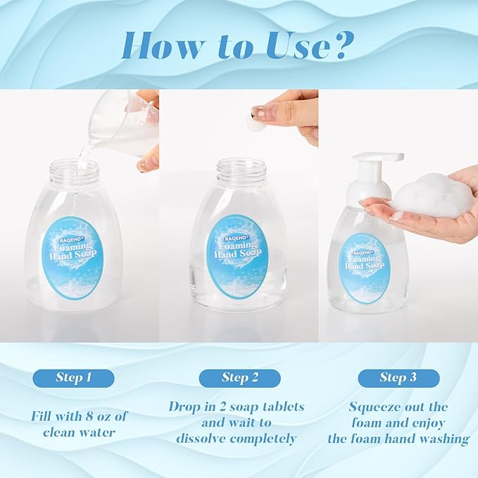 Foaming Hand Soap Tablets - Faster Dissolving Foam Soap Refills Variety Fragrance Hand Wash Soap Tablets Hand Wash Refill with Dispenser Makes 64 Floz Foaming Handwash