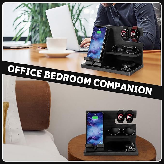 Fathers Day for Dad, Dad Birthday Gifts, Wood Phone Docking Station, Nightstand Organizer, Gifts for Dad, Christmas Father's Day Dad Gifts from Daughter Son, Organiser Birthday Presents for Dad