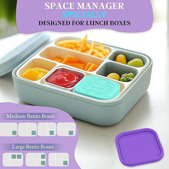 6x2.7 Oz Salad Dressing Container to Go,Handy Leakproof Stainless Steel Meal Prep Containers Reusable,Sauce Containers for Lunch Box, Picnics, Travel, Office and Kitchen Storage-Square