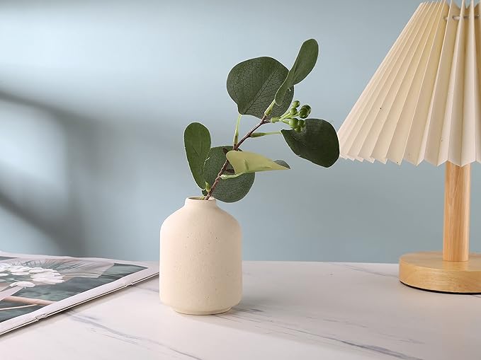 Ceramic Vase - Small Vase, Modern Minimalist Ceramic Vase, Dried Flower Vase, Home Decoration, Flower Arrangement Decorative Shooting Props, Best Decoration(Beige)