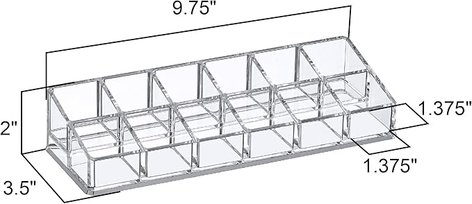 Amazing Abby - Glamour - 2-Pack 12-Slot Acrylic Nail Polish Organizer, Lipstick Holder, Lip Gloss Organizer, Cosmetic Storage Display, Perfect Storage Solution for Drawer, Vanity, Bathroom, and More