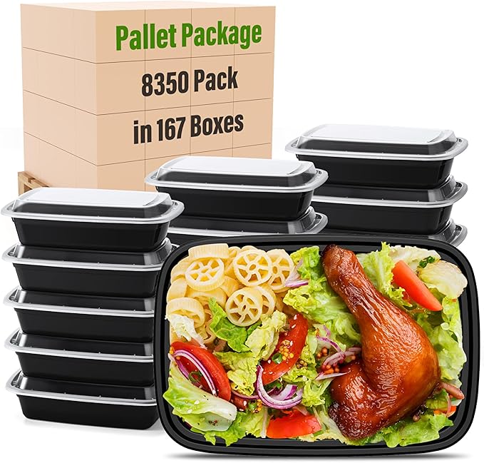 24oz [1 Pallet-8350 Pack] Meal Prep Containers Reusable with Lids, Food Storage Containers Microwave,Freezer,Dishwasher Safe, Leakproof & BPA Free Durable Plastic Bento Box To Go Take Out