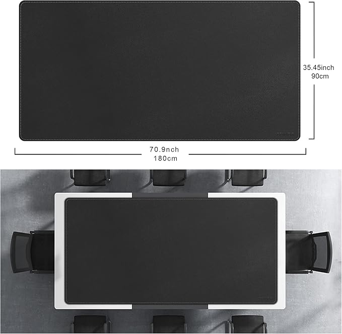 CENNBIE 71" x 35.5" Leather Desk Mat, Extra Large Desk Pad Blotter Protector, Extended Non-Slip Table Pad, Waterproof PU Leather Desk Mat on top of desks Large for Office and Home (Black)