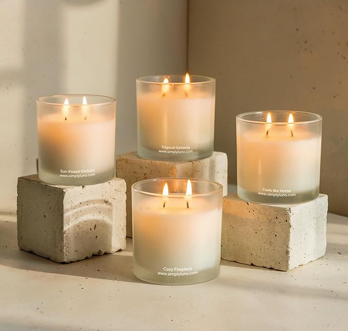 Cozy Fireplace - Tobacco & Wood Scented Candle – 14oz Soy Wax with - Fall and Winter Home Scent – Long Lasting 50+ Hour Burn – Eco Friendly & Hand Poured – Luxury Gift Box for Men