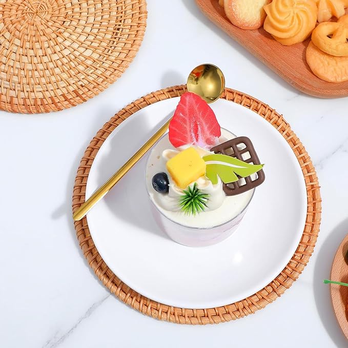 Natural Rattan Woven Placemats Round Tableware Mats Anti Slip Place Mat Multifunctional Placemat 30cm