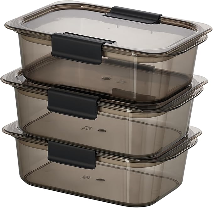 HEFA Food Storage Containers, Meal Prep Containers, Lunch Box with Airtight Lids, Kitchen Organizers and Storage for Leftovers (Obsidian, 3 Pack)