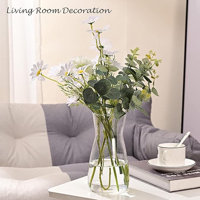 8 inch Clear Glass Flower Vases for Centerpiece Table Home Indoor Desk Decor,Ins Modern Boho Style Vase for Wedding Housewarming Gift