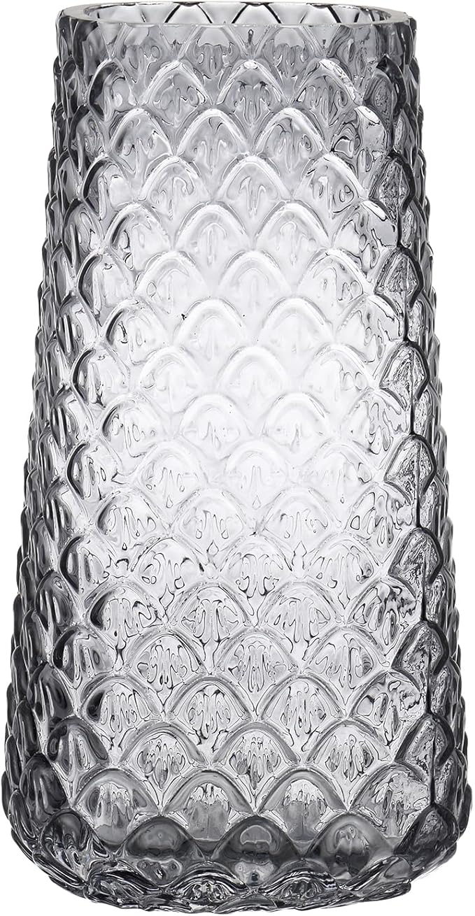 Glass Vase, Black Flower Vase for Bouquet, Large Glass Vases for Flowers, Modern Vases for Living Room, Bedroom, Dining Table, Office, Kitchen, Wedding, 9 Inches