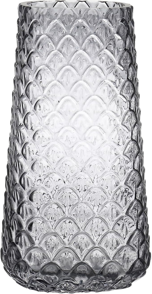 Glass Vase, Black Flower Vase for Bouquet, Large Glass Vases for Flowers, Modern Vases for Living Room, Bedroom, Dining Table, Office, Kitchen, Wedding, 9 Inches