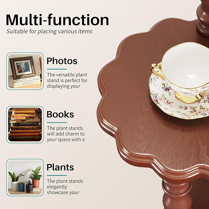 Wooden Plant Stand Indoor - 4 Tier 43.3" H Tall Classic Antique Vintage Heavy Duty Solid Wood Plant Stand Shelf for House Corner, Living Room, Bedroom, Entryway, Hallway, Garden, Balcony (Retro Brown)