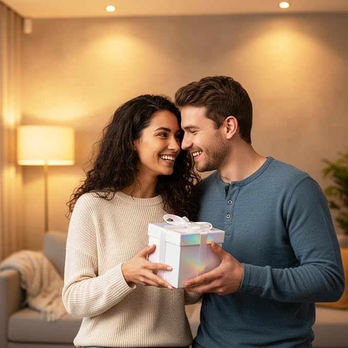 Cholemy 5 Pcs Square Nesting Boxes Decorative Gift Boxes with Lid and Ribbon Assorted Sizes Wrap for Wedding, Thanksgiving, Christmas, Anniversary, Birthday, Bridal Party(Iridescent)