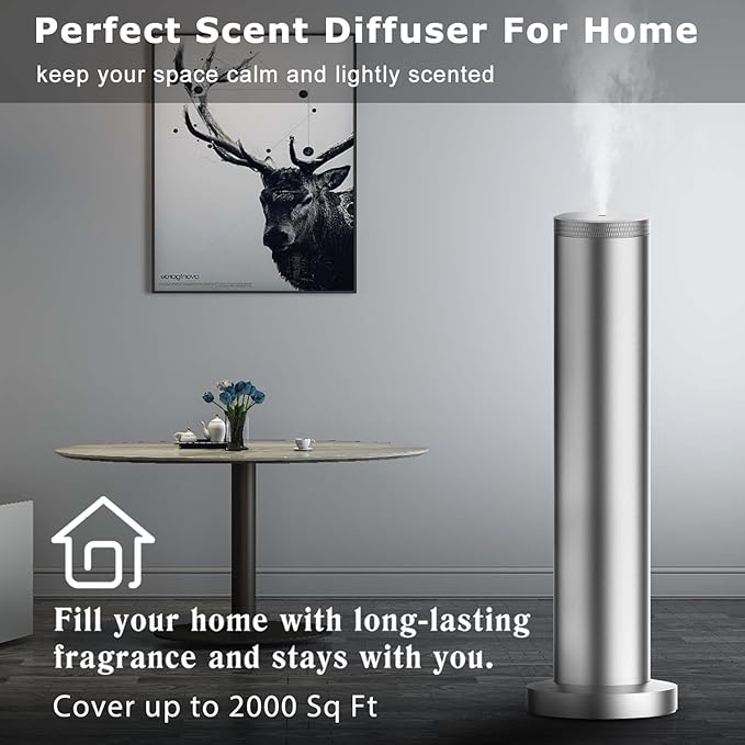 2025 Upgraded Cordless Rechargeable Diffuser - Hotel Scent Diffuser for Whole House- Scent Air Machine -App Bluetooth Control - Waterless Essential Oil Diffuser for Large Room, Studio Office -Silver