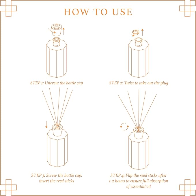 Reed Diffuser Set, Citrus Scented Oil Diffuser, 6.76 fl oz (200 ml) Home Fragrance Diffuser with Reed Sticks, Air Fresheners for Home, Bathroom Shelf Decor